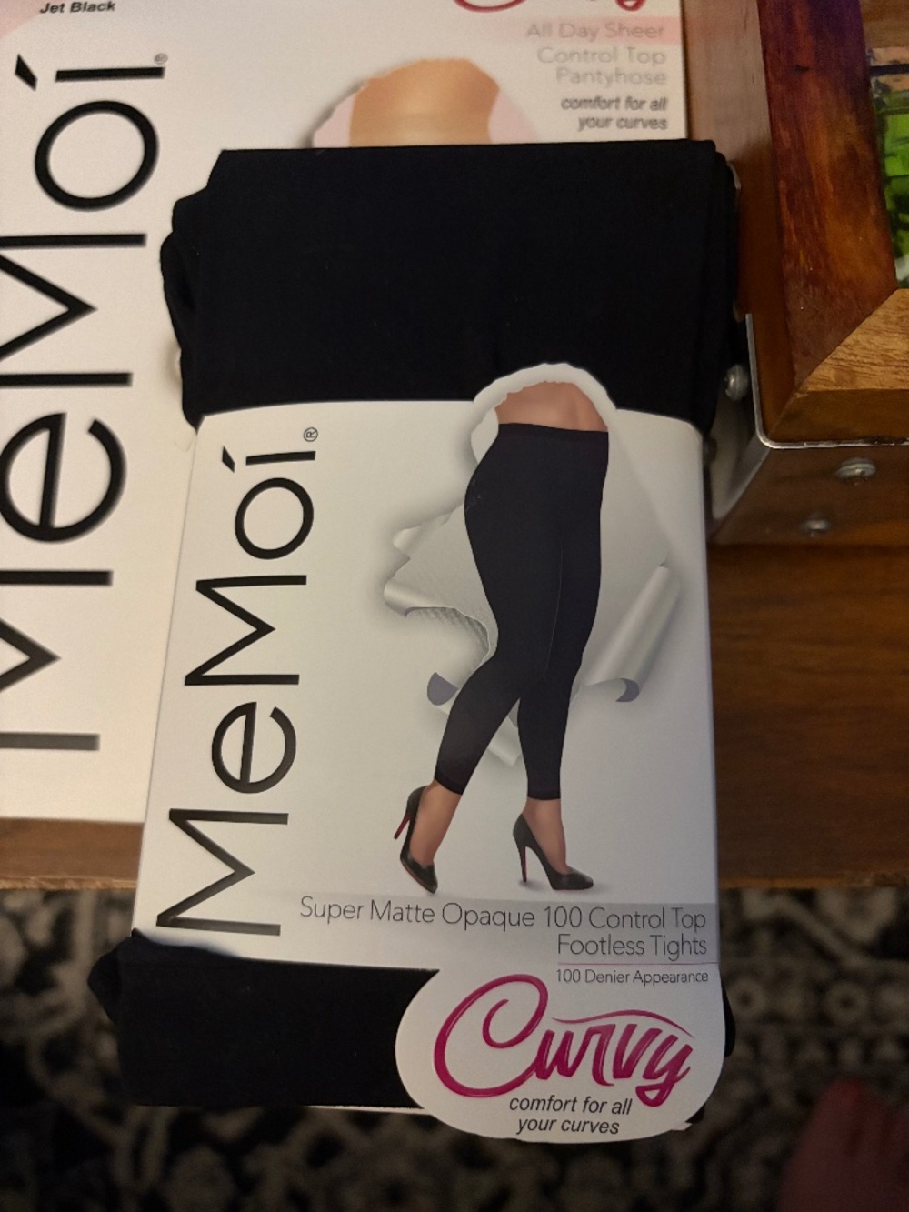 2 x MeMoi Curvy Black Tights/Pantyhose